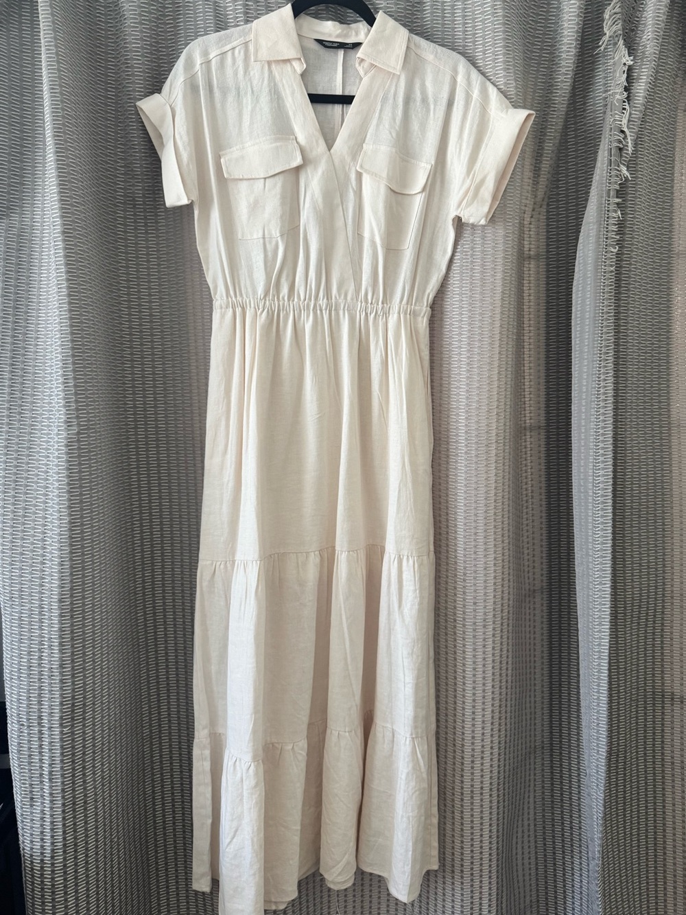 Simply Vera Vera Wang Cream Maxi Shirt Dress with Shirred Waist